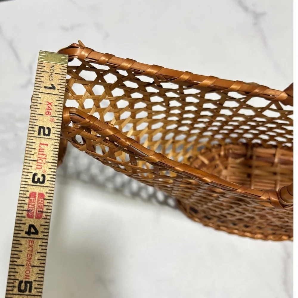 Vintage Wicker Wine Bottle Cradle Holder Woven Rattan Pourer Basket with Handle